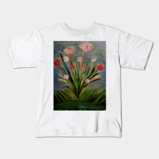 wildflowers growing beside a pond Kids T-Shirt